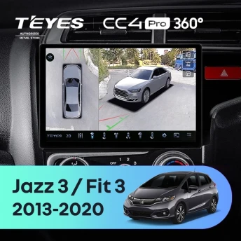 Штатная магнитола Teyes CC4 Pro 360 12/256 Honda Fit 3 GP GK (2013-2020) Тип-A Правый руль (11")