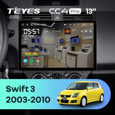 Штатная магнитола Teyes CC4 Pro 8/128 Suzuki Swift 3 (2003-2010) (13")