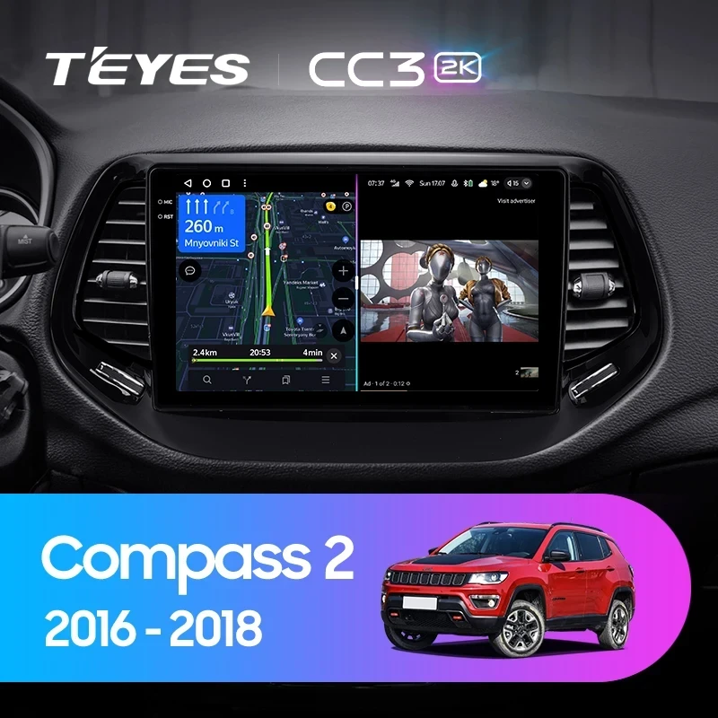 Штатная магнитола Teyes CC3 2K 6/128 Jeep Compass 2 MP (2016-2018)