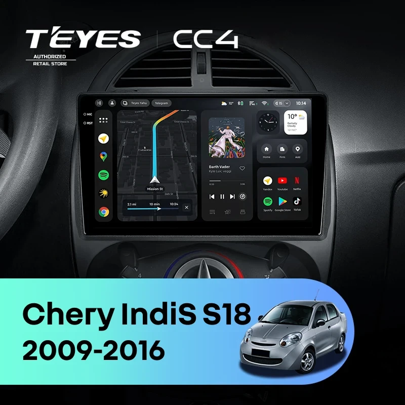 Штатная магнитола Teyes CC4 6/64 Chery IndiS S18 (2009-2016)